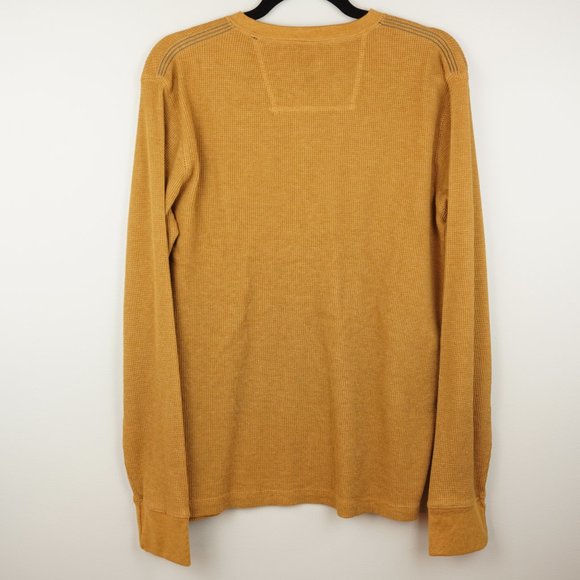 GH Bass Mustard 1/4 Button Up Thermal Shirt Size Medium - Picture 5 of 7